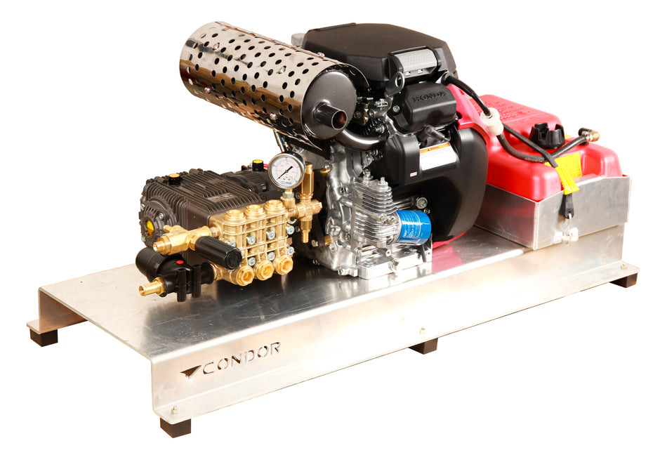 Ketta K5000 series water blaster and skid base with fuel tank and battery pack