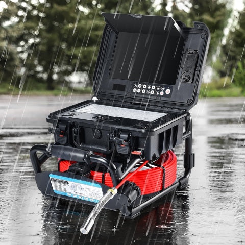 Ketta DrainTracer 3599FB-10 Rain-Proof (IPX3 rated) All-in-One video drain camera for pipe inspection with fiberglass cable and 254 mm (10 inch) display monitor with DVR feature (includes Sonde)