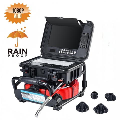 Ketta DrainTracer 3599FB-10 Rain-Proof (IPX3 rated) All-in-One video drain camera for pipe inspection with fiberglass cable and 254 mm (10 inch) display monitor with DVR feature (includes Sonde)