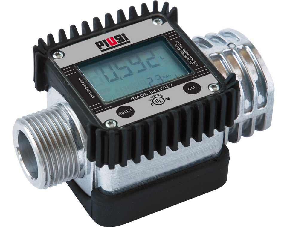 Piusi K24 aluminium flow meter 1 inch BSP(M/F) for diesel 7 to 120 lpm 20 bar (290 psi)
