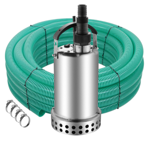 Ketta SS550-B stainless steel submersible pump (no float switch) with hose kit 550 watt 230v 142 lpm 7.5 m head