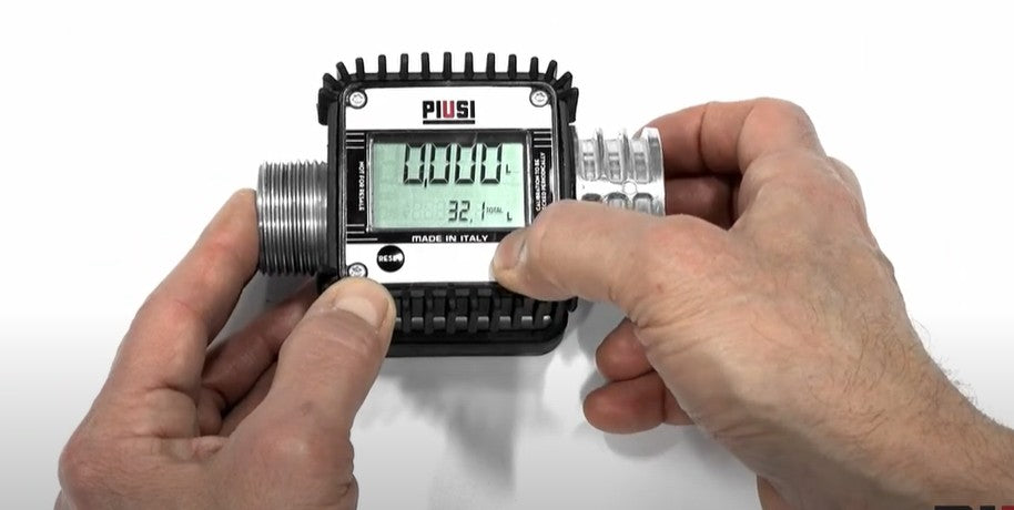 Piusi K24 aluminium flow meter 1 inch BSP(M/F) for petrol, diesel and kerosene 7 to 120 lpm 20 bar (290 psi)