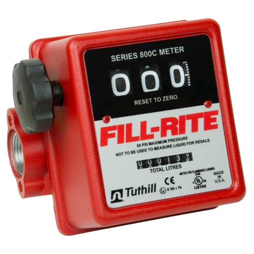 Fill Rite 807 flow meter 1 inch BSP(F) for petrol diesel and oil 19 to 76 lpm 3.4 bar (50 psi)