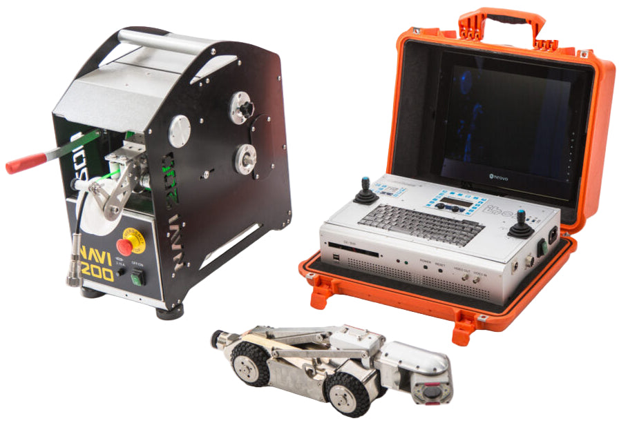 iBos CamBoss 135 crawler camera system with 4x4 drive crawler and KZ95CB camera head for pipes DN 150-800 mm range, 200 m max length