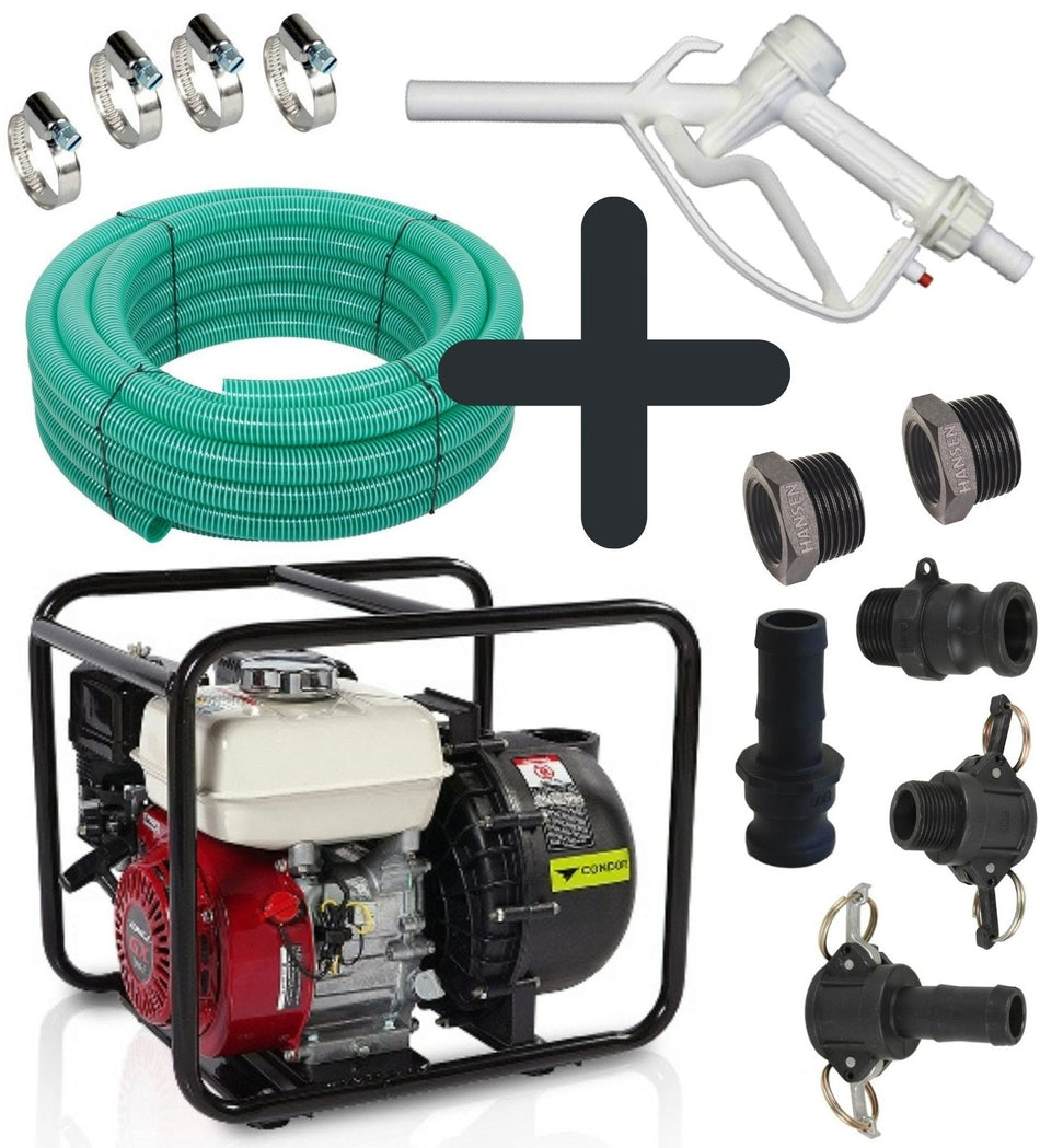 Ketta Calf 3600E Pacer poly milk pump (electric start) kit with 30 m x 25 mm (1 inch) hose pack and dispensing nozzle