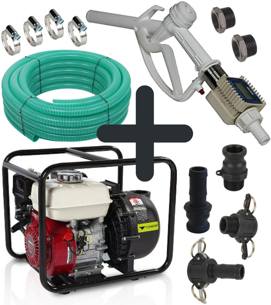 Ketta Calf 3620 Pacer poly milk pump kit with 30 m x 25 mm (1 inch) hose pack and flow meter dispensing nozzle