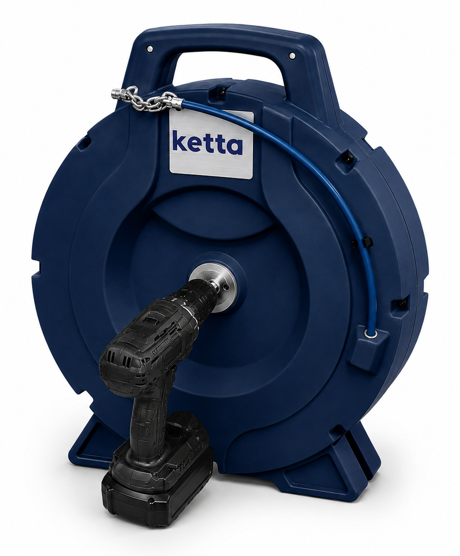 Ketta K-506 portable high-speed drain cleaner (drill not included) with 16 m cable for pipes 32 to 50 mm diameter up to 15.3 m long
