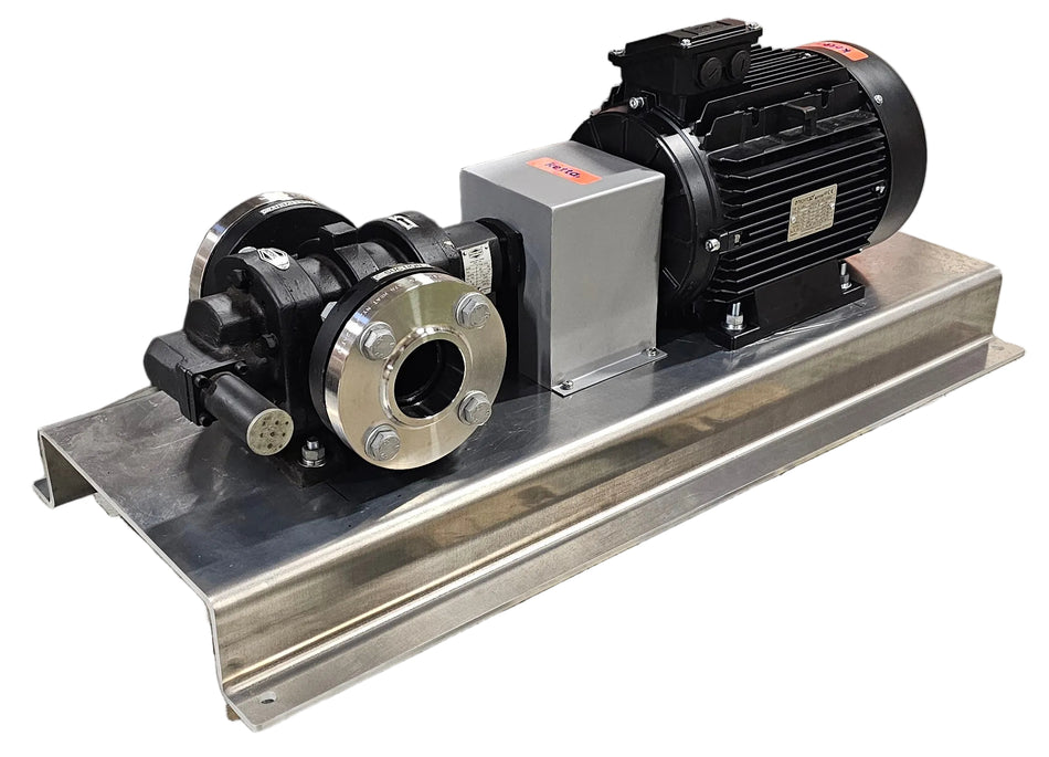 RotoFluid FTRB series heavy duty cast iron electric gear pump rated @ 1440 rpm 10 bar (145 psi)