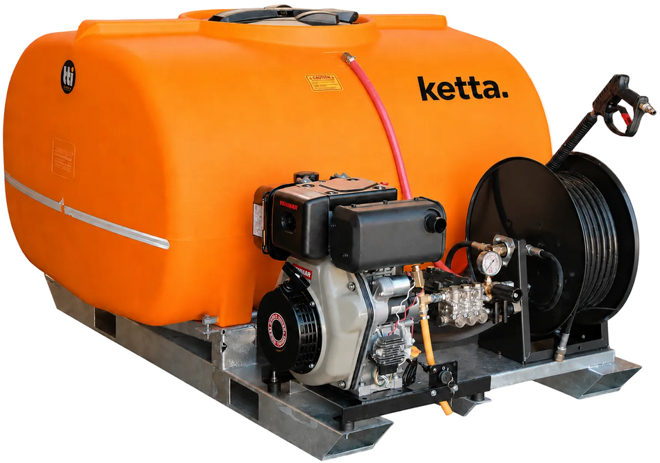 Ketta JYD Series skid drain jetter Yanmar Diesel L100 10 hp electric start 200 bar (3000 psi) 18 lpm