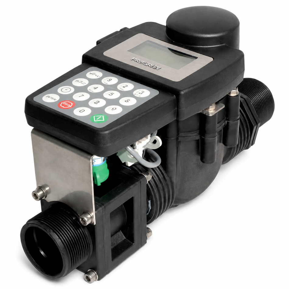Green ProFlow automatic batch meter control system 50 mm 2 inch BSP(M) 500 lpm 12 bar (174 psi)