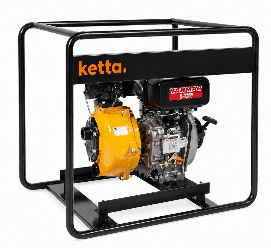 Yanmar diesel Ketta FKT 40 mm (1-1/2 inch) twin impeller fire pump with roll frame 90 m head 300 lpm