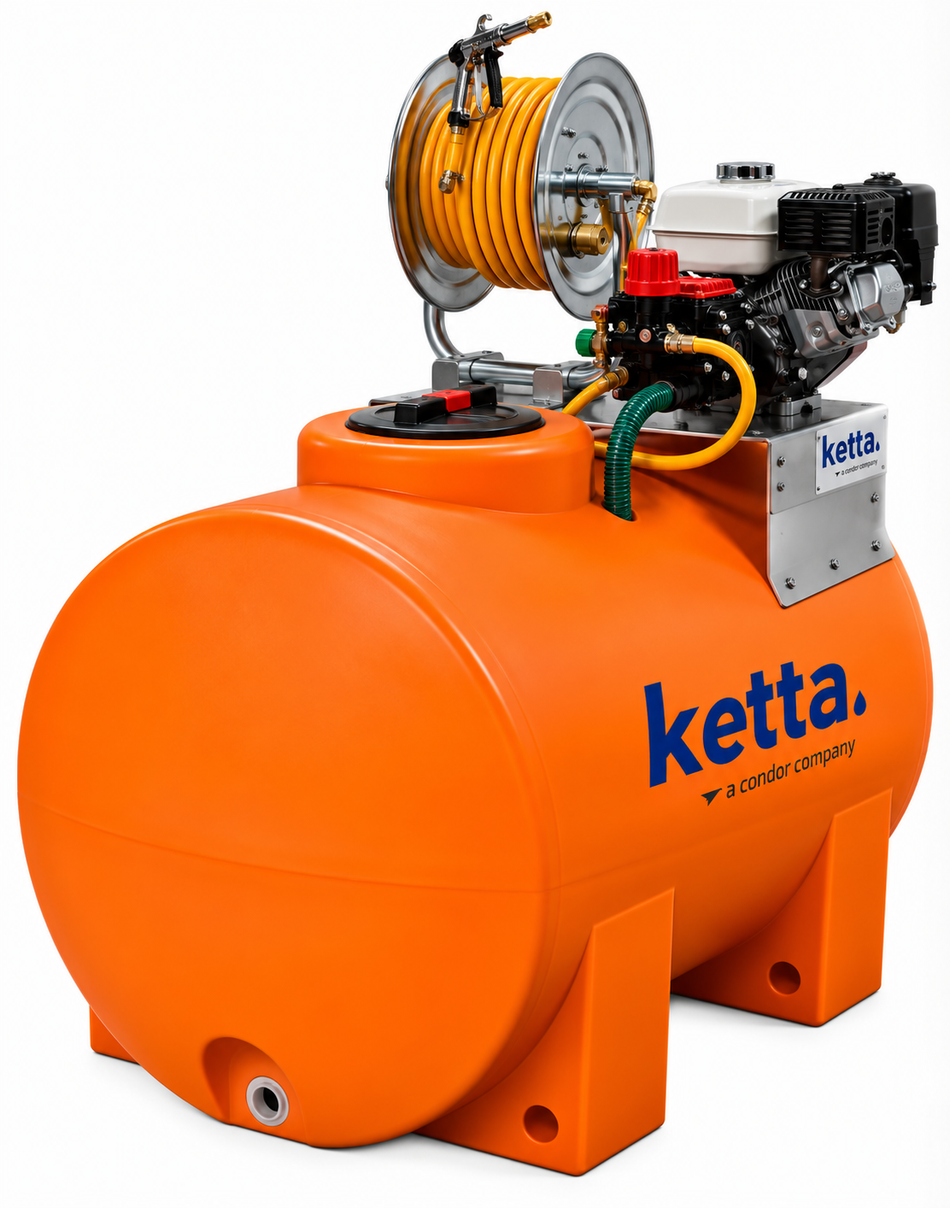 Ketta SpotPro 1000 litre sprayer 30 m hose reel Honda GX120 3.5 hp AR252 pump 25 lpm 25 bar (362 psi)