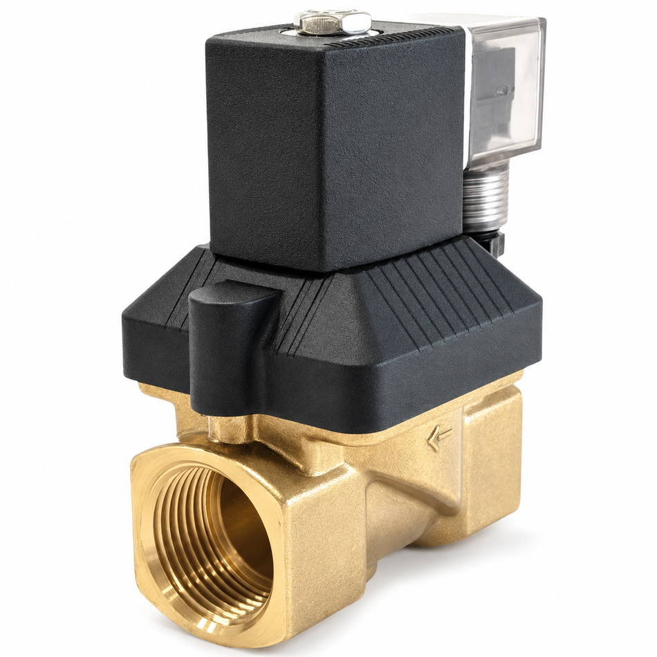 Ketta B35 series brass solenoid valve (normally closed - power to open) BSP(F) ports with 12v, 24v or 230v options 10 bar (145 psi) - all sizes