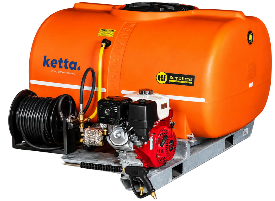 Ketta JYD series 600 litre skid water blaster and drain jetter Honda GX390 11 hp with hose reel 200 bar (3000 psi) 18 lpm