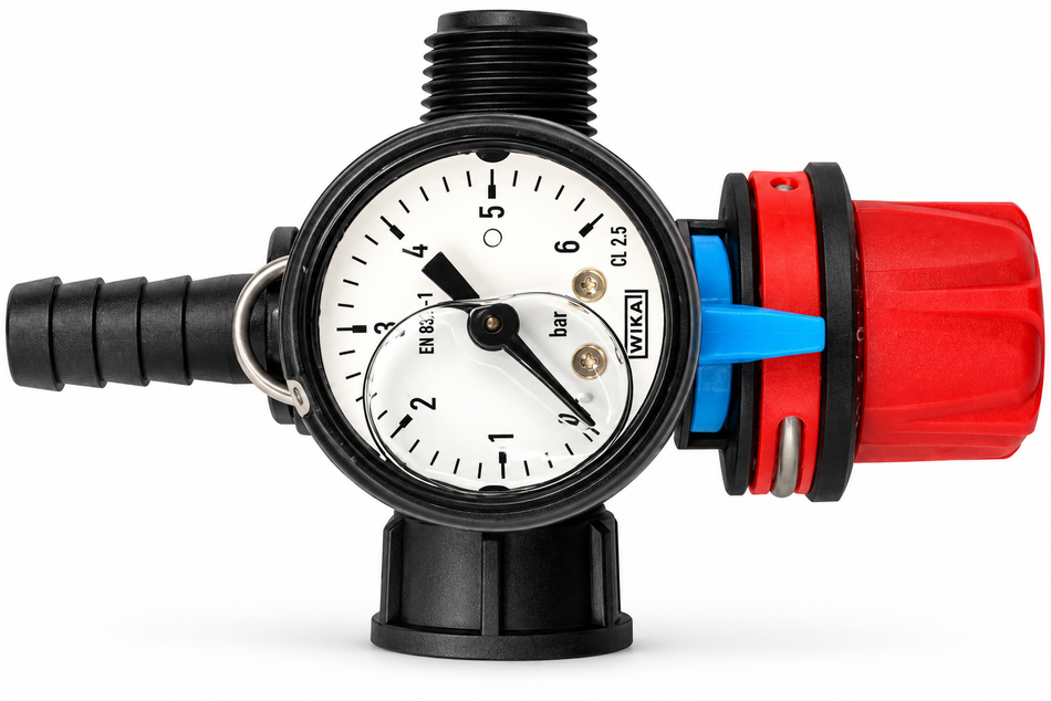 Arag 962 control valve 20 lpm 6 bar (87 psi) with pressure gauge