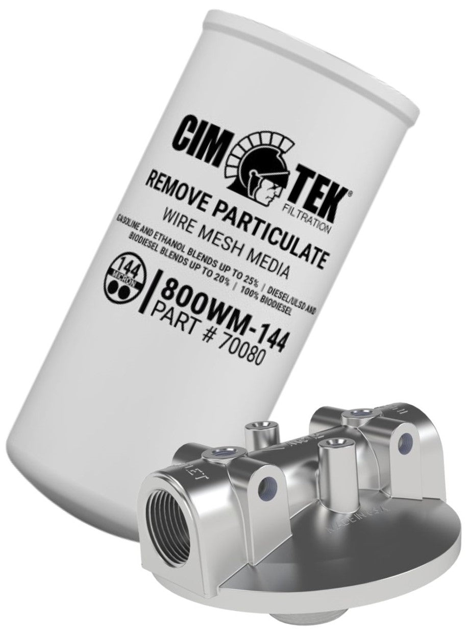 Cim-Tek 800WM-144 1 inch NPT(F) fuel filter element part # 70080 remove particulate wire mesh media 144 micron 3.4 bar (50 psi) 151 lpm (40 gpm)