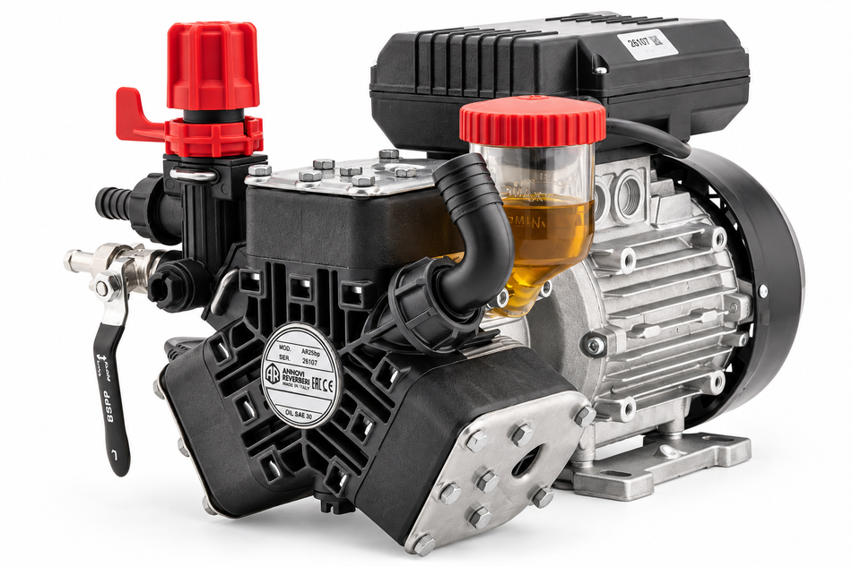 Annovi Reverberi AR25bp 230v electric triple diaphragm poly softwash pump 24 lpm 20 bar (290 psi)