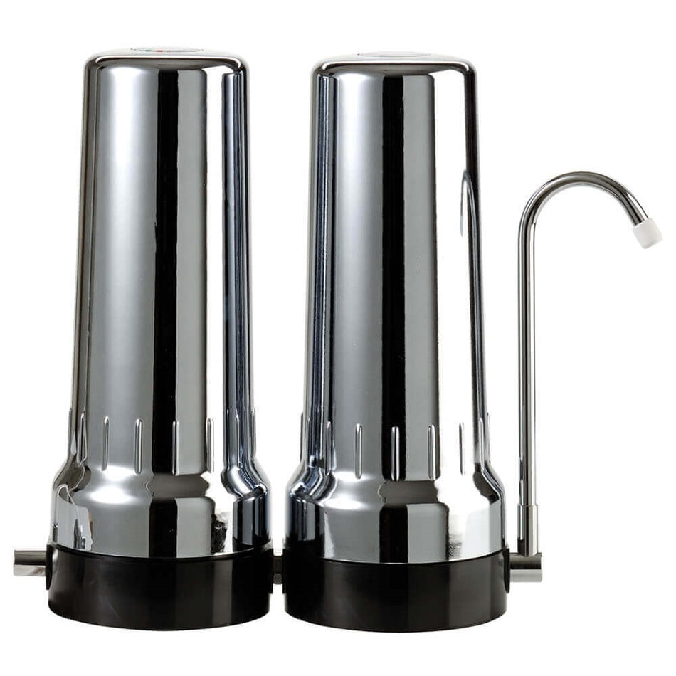 Chrome Depural Duo Benchtop Filter Housing Kit With Diverter Valve And Tap Excludes Filters