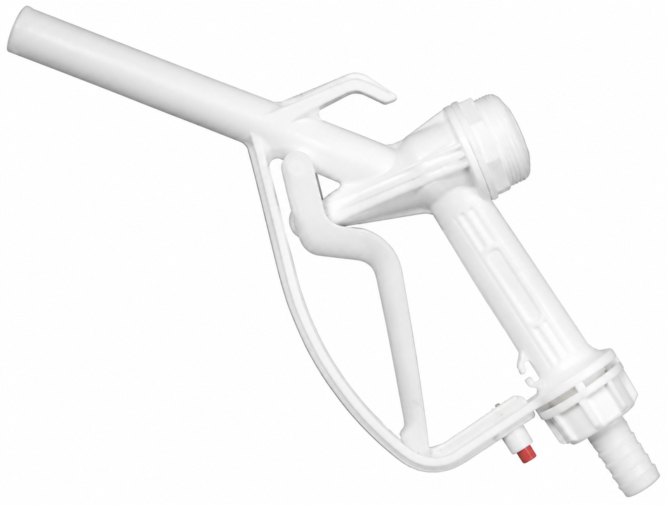 Ketta 506 white poly dispensing nozzle with swivel hose tail and Viton seals - all sizes
