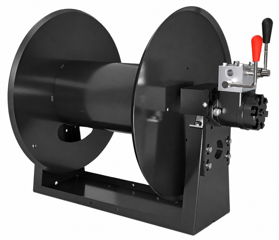 Ketta Magnum O series hydraulic driven hose reel for 10 to 13 mm (3/8 to 1/2 inch) ID hose 250 bar (3626 psi)