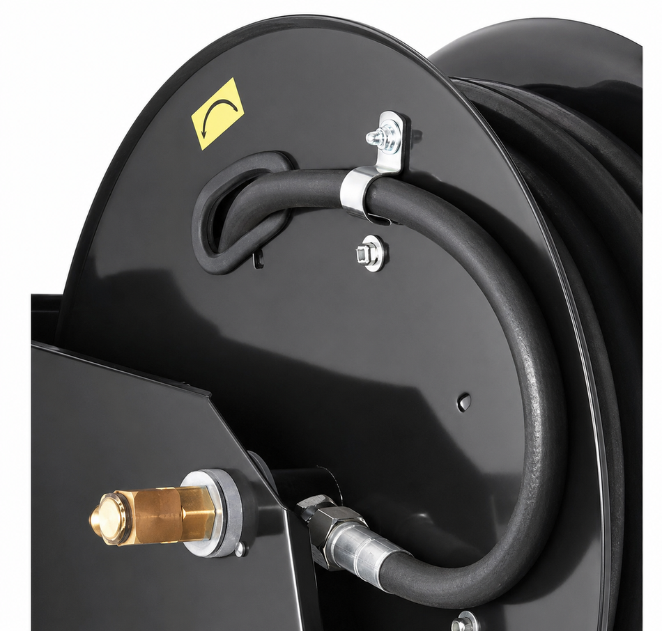 Ketta Auto A series retractable water blaster hose reel assembled with 10 mm (3/8 inch) ID water blaster hose