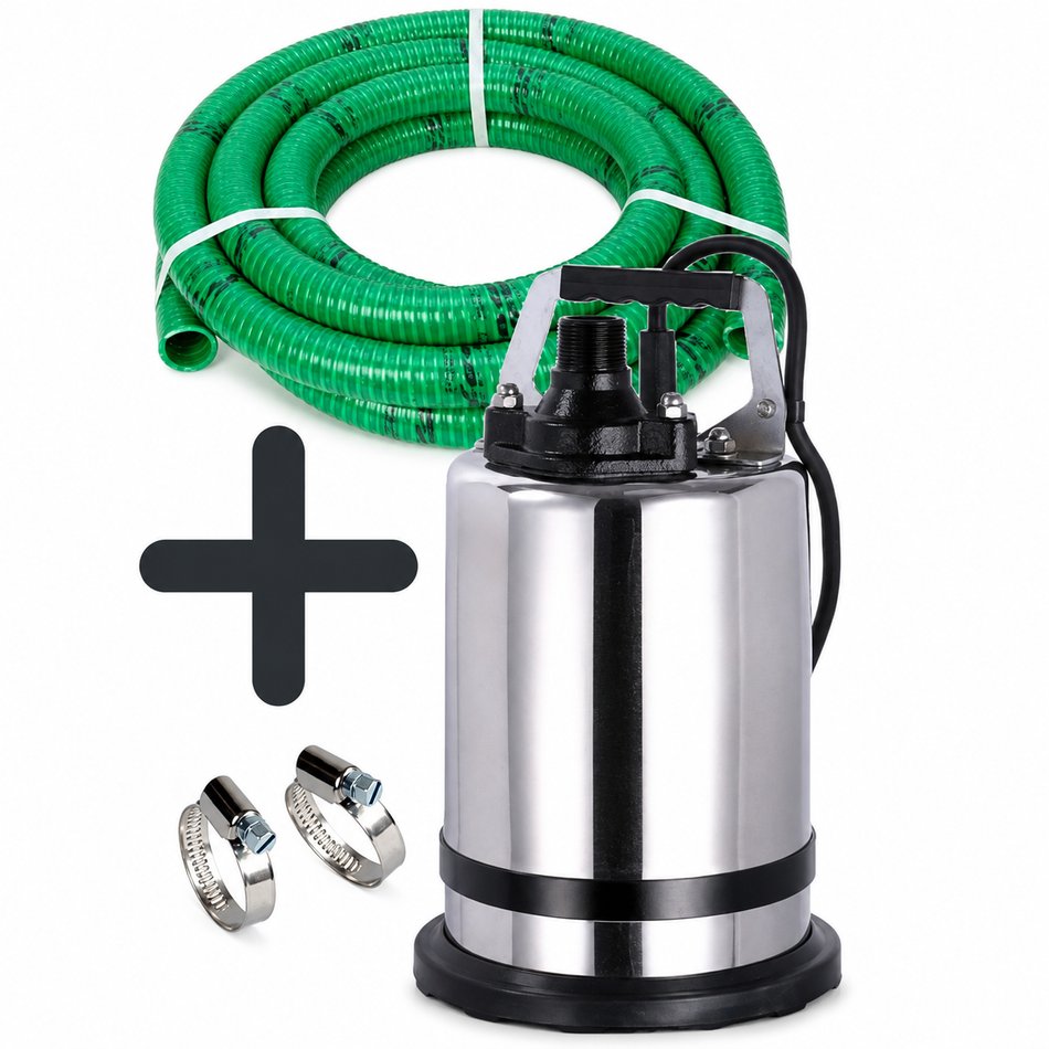 Ketta SR400 Puddle Sucker submersible pump with 25 mm (1 inch) green SD hose kit 170 lpm 11 m head