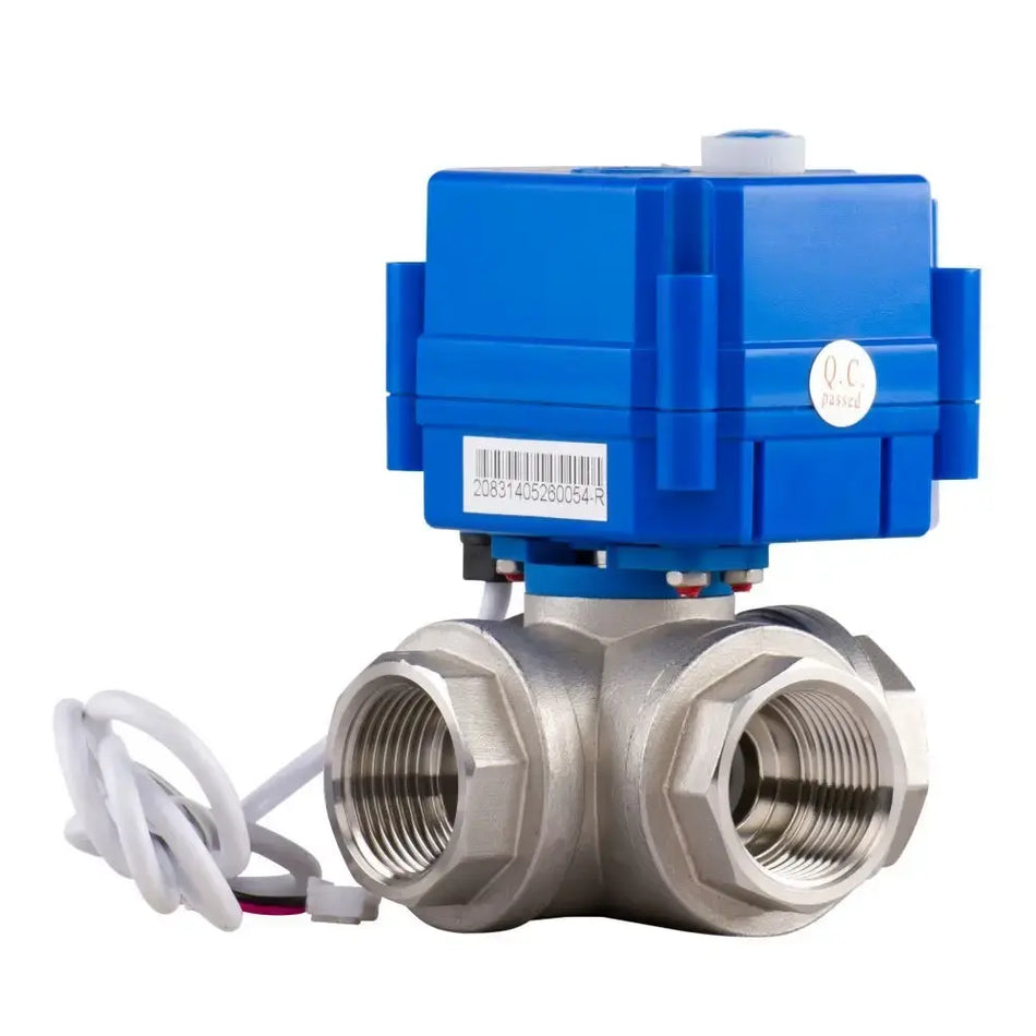Ketta BASM3 series 3 way electric stainless steel ball valve 12-24v AC/DC (auto return) BSP(F) threads - all sizes