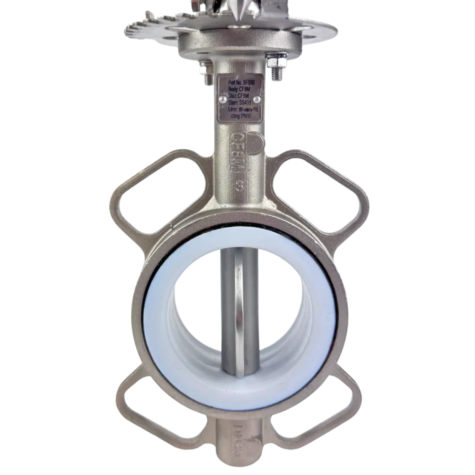 Ketta BFS series 316 stainless steel butterfly valve manual lever type -10°C to 120°C 10 bar (145 psi) - all sizes