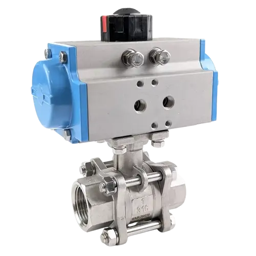 Ketta BLSSR stainless steel ball valve pneumatic air operated (spring return) 63 bar (914 psi) BSP(F) threads -20°C to 180°C - all sizes