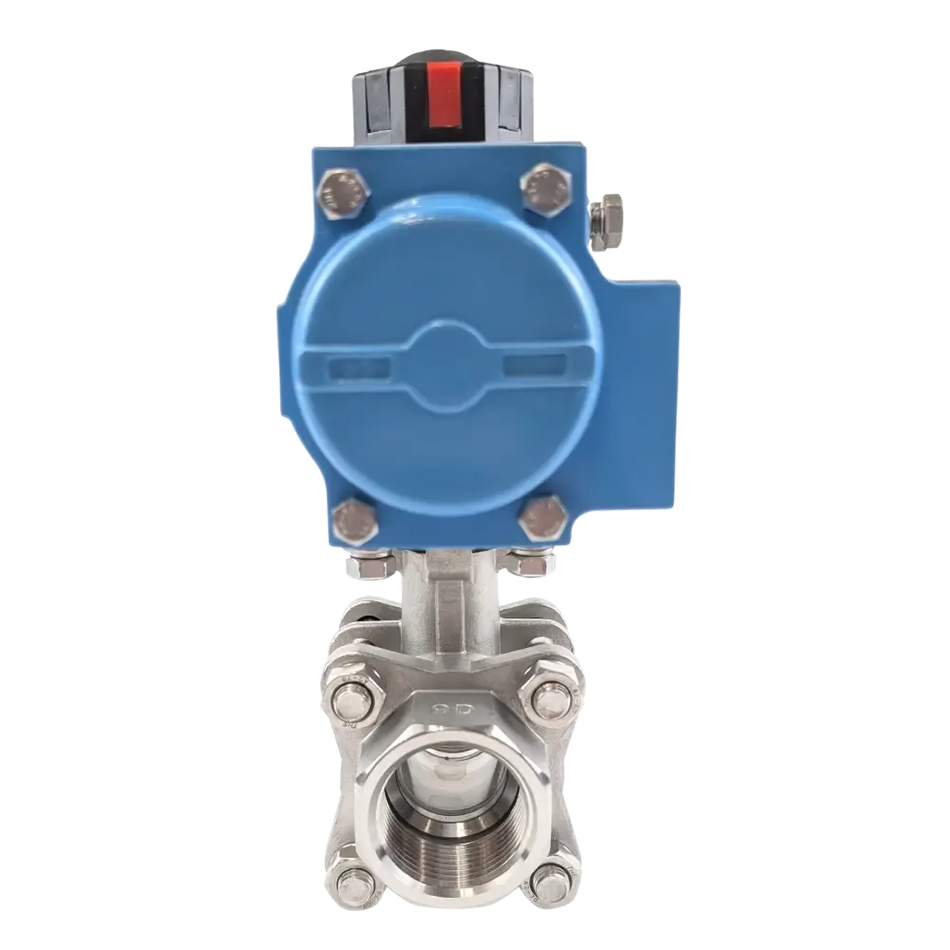 Ketta BLSSR stainless steel ball valve pneumatic air operated (spring return) 63 bar (914 psi) BSP(F) threads -20°C to 180°C - all sizes