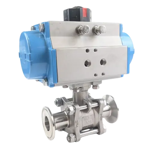 Ketta BLSTDA series 316 stainless steel ball valve pneumatic air operated Tri-Clover type (double acting) 63 bar (914 psi) - all sizes