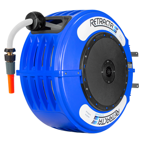 Retracta CW420B-01 R3 Blue cold water wash hose reel with 20 m x 13 mm (1/2 inch) hose and nozzle