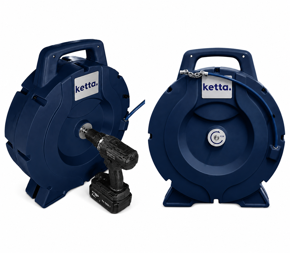 Ketta K-506 portable high-speed drain cleaner (drill not included) with 16 m cable for pipes 32 to 50 mm diameter up to 15.3 m long