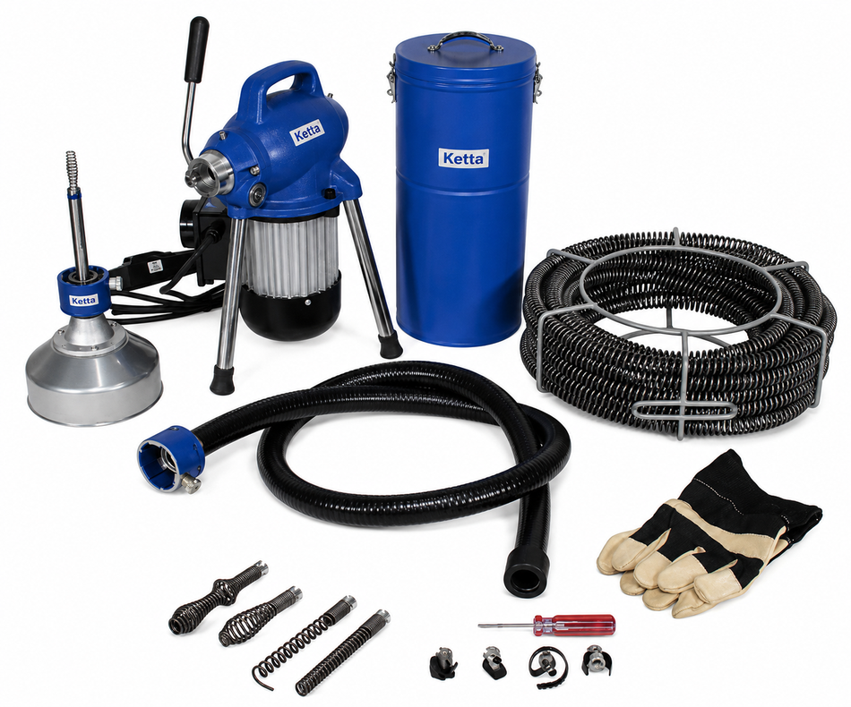 Ketta GQ-75 professional electric indoor drain cleaning machine 390 watt 230v for pipes 20 to 100 mm diameter