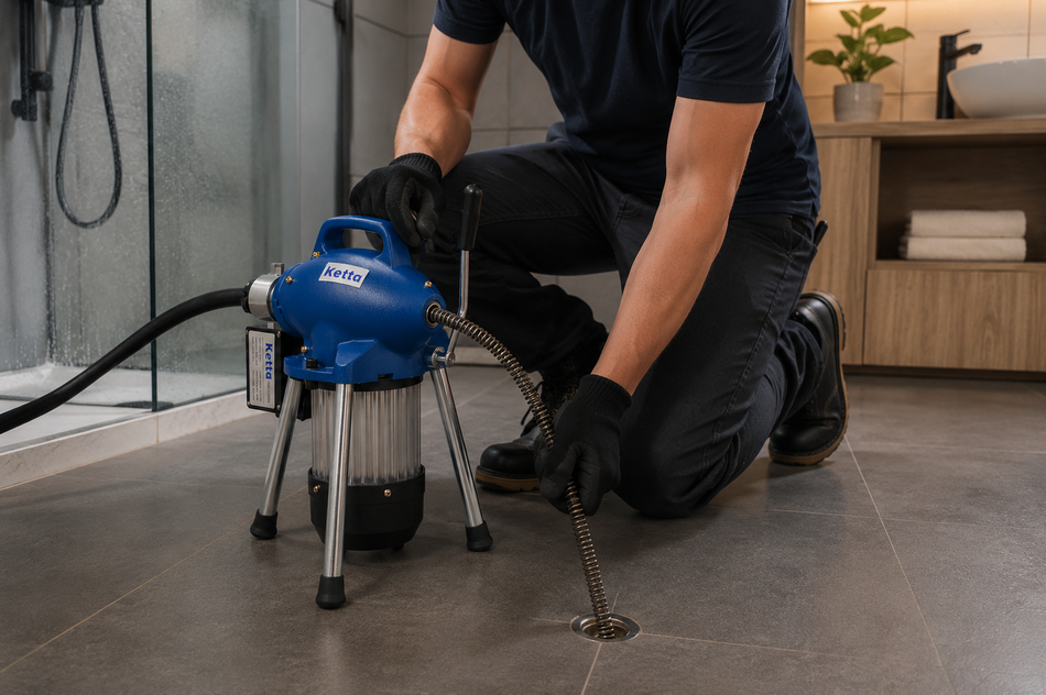 Ketta GQ-75 professional electric indoor drain cleaning machine 390 watt 230v for pipes 20 to 100 mm diameter