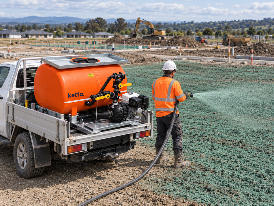 Ketta HD600 series Hydro-seeder 600 litre with galv skid frame Pacer 2 inch pump Honda GX200 5.5 hp and twin bypass tank agitation system