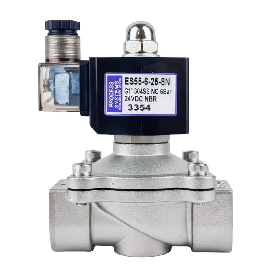 Ketta ES55 series stainless steel solenoid valve (normally closed - power to open) BSP(F) ports 0 to 7 bar - all sizes