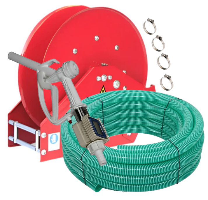 Sauro Rossi Auto A4 series retractable hose reel kit with calf milk dispensing nozzle and hose - all options