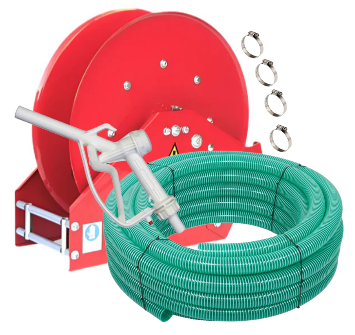 Sauro Rossi Auto A4 series retractable hose reel kit with calf milk dispensing nozzle and hose - all options