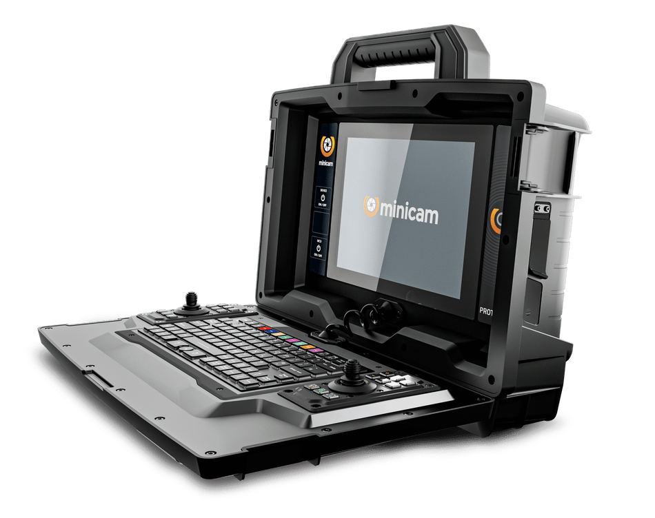 Minicam Proteus HD Mainline Camera Inspection System - Genuine 1080p Full HD, end to end · Pipe range 140–600 mm, cradle-ready to 1,050 mm