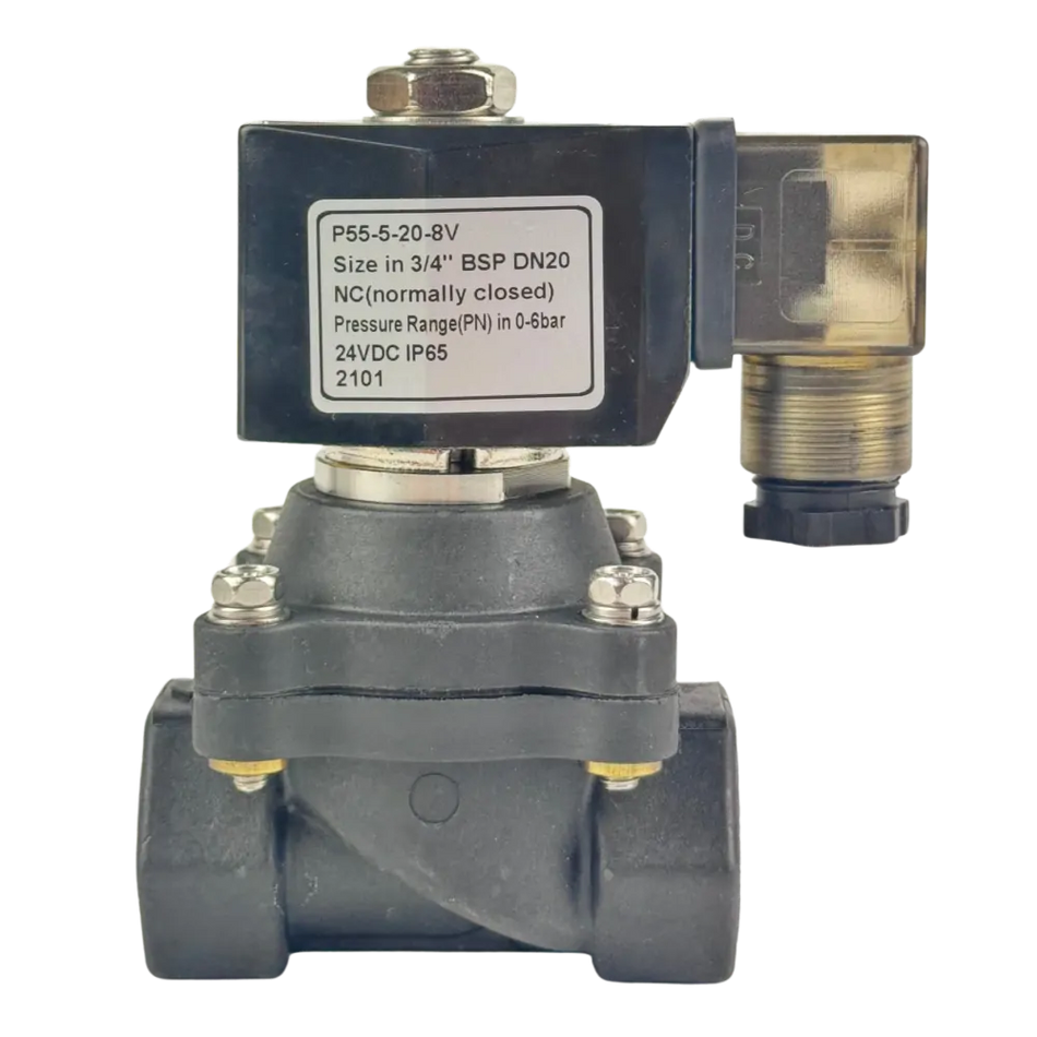 Ketta P55 series Nylon solenoid valve general purpose (normally closed) zero differential 0 to 6 bar - all sizes