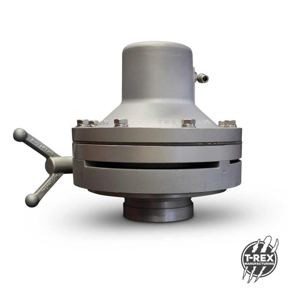T-Rex SV-205-80RG air operated large spray valve and nozzle with 80 mm (3 inch) male roll groove adapter 1500 lpm max