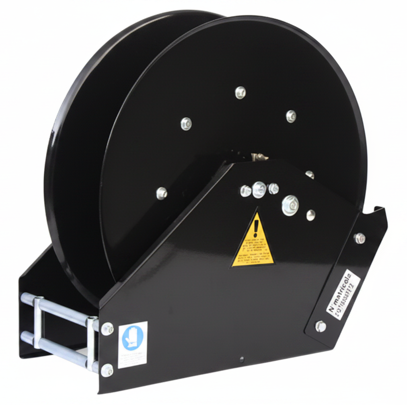 Ketta Auto A4 retractable hose reel with 25 mm (1 inch) white dairy wash-down hose and nozzle - all options