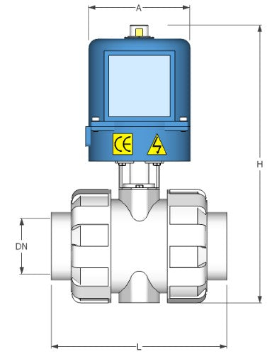 Ketta BLPE series 2 way PVC ball valve with electric actuator with BSP(F) threads (all voltages) - all sizes