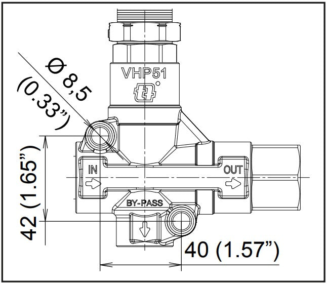 Tec VHP51 unloader valve 1/2 inch BSP(F) 100 lpm rated to 500 bar (7250 psi)