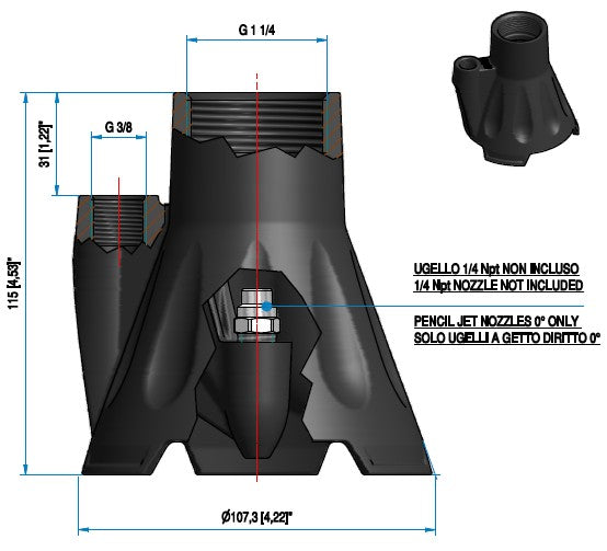 PA Mud Sucker tool bare 1-1/4 inch BSP(F) outlet 250 bar (3650 psi) 25 lpm max input flow
