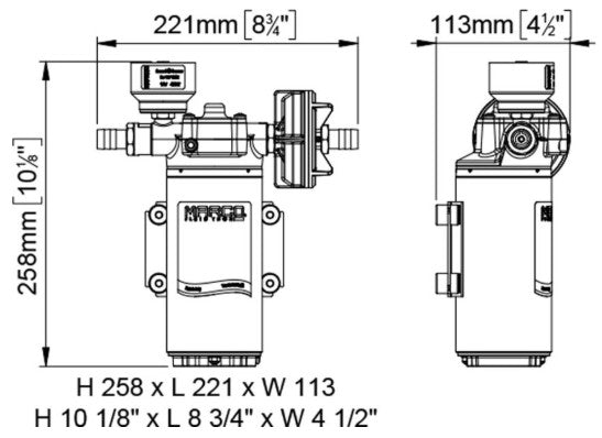 Marco UP12/E pump 12/24v with electronic water pressure system 1/2 inch BSP(F) ports 36 lpm 2.5 bar (36 psi)
