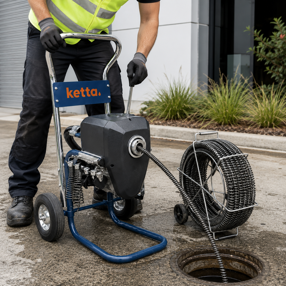 Ketta K-200-1A electric drain cleaning machine 1100 watt 230v for pipes 50 to 200 mm diameter