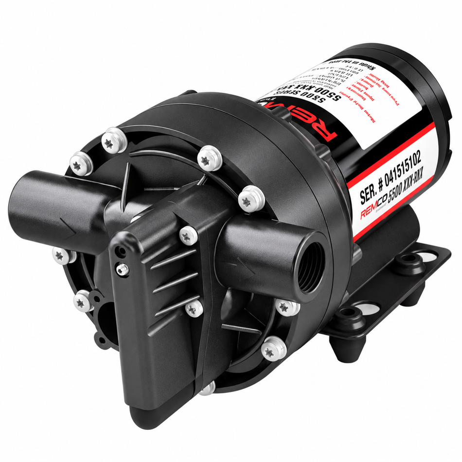 Remco Extreme Duty ProFlo 5500 24v Geolast diaphragm pump with 1/2 inch NPT(F) ports 20 lpm 4.1 bar (60 psi)