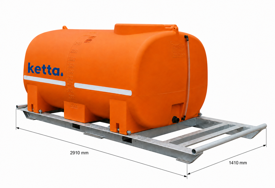 Ketta HD2000 series Hydro-seeder 2000 litre with galv skid frame Hypro 3 inch pump Honda GX390 11 hp and twin bypass tank agitation system